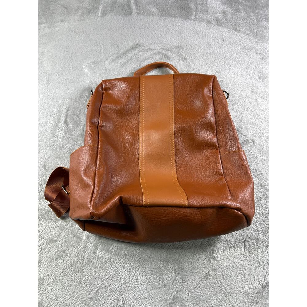 Brown Soft Leather Backpack Slouchy Minimal Travel Festival Coachella Bag - Picture 6 of 12